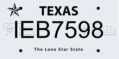 IEB7598 Texas License Plate