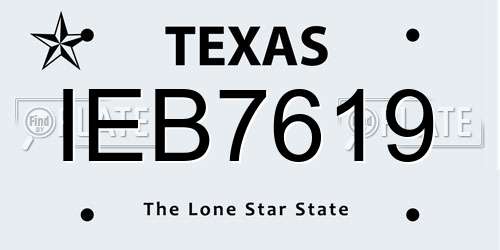 IEB7619 Texas License Plate