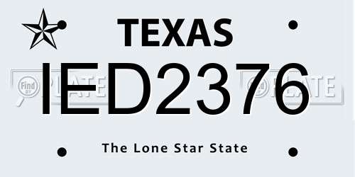 IED2376 Texas License Plate