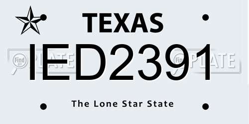 IED2391 Texas License Plate