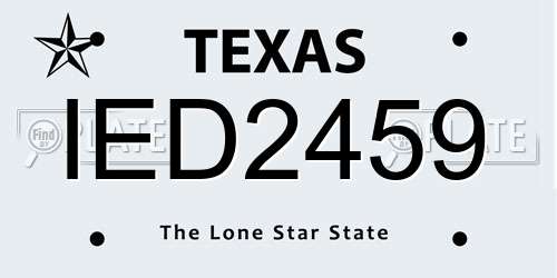 IED2459 Texas License Plate