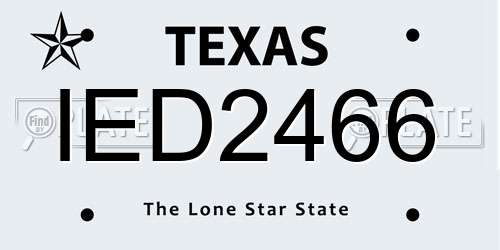 IED2466 Texas License Plate