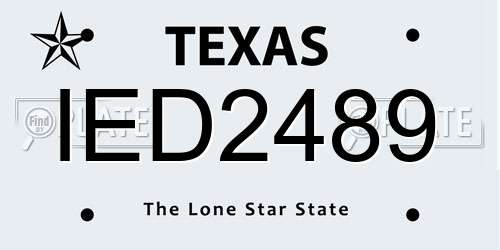 IED2489 Texas License Plate