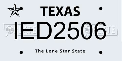 IED2506 Texas License Plate