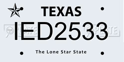 IED2533 Texas License Plate