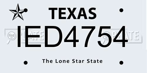 IED4754 Texas License Plate