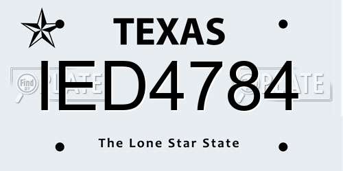 IED4784 Texas License Plate