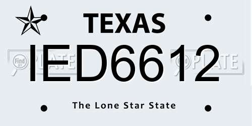 IED6612 Texas License Plate