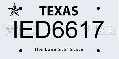 IED6617 Texas License Plate