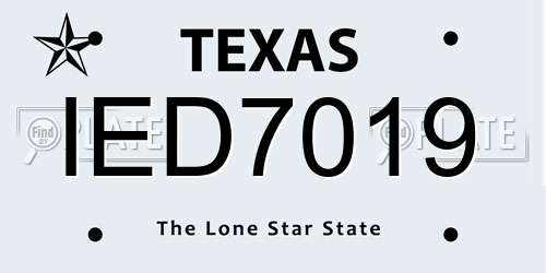 IED7019 Texas License Plate