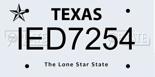 IED7254 Texas License Plate