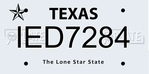 IED7284 Texas License Plate