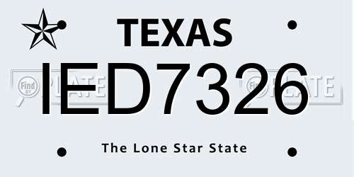 IED7326 Texas License Plate