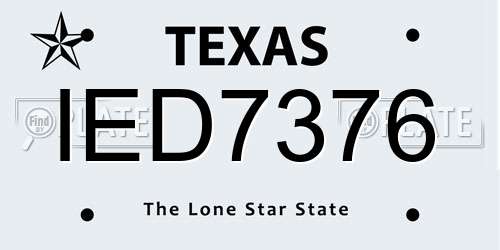 IED7376 Texas License Plate
