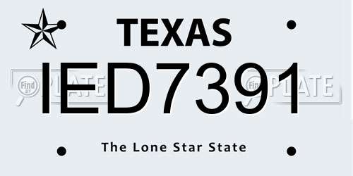 IED7391 Texas License Plate