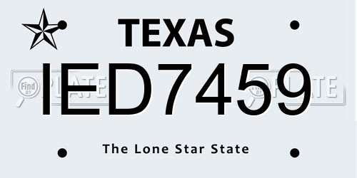 IED7459 Texas License Plate