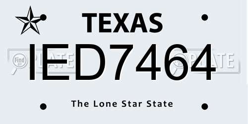 IED7464 Texas License Plate