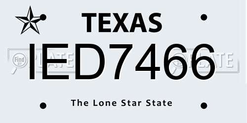 IED7466 Texas License Plate