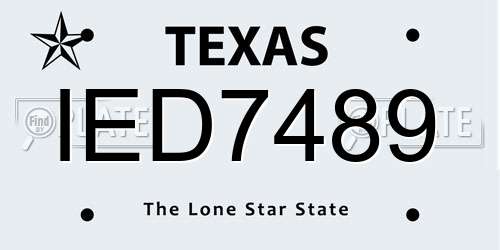 IED7489 Texas License Plate