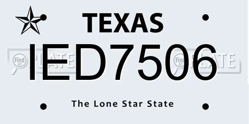 IED7506 Texas License Plate