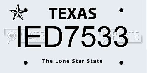 IED7533 Texas License Plate