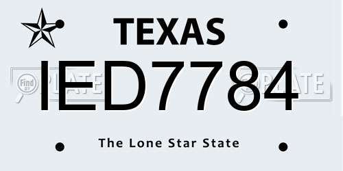 IED7784 Texas License Plate
