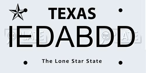 IEDABDD Texas License Plate