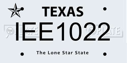 IEE1022 Texas License Plate