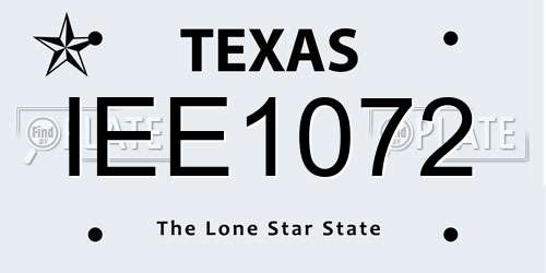 IEE1072 Texas License Plate
