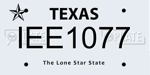 IEE1077 Texas License Plate