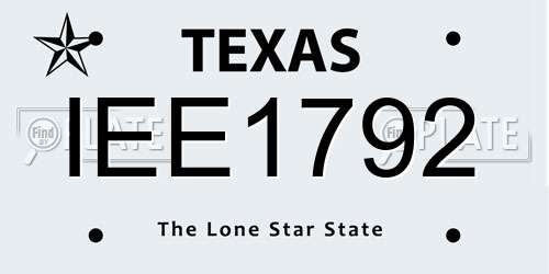 IEE1792 Texas License Plate