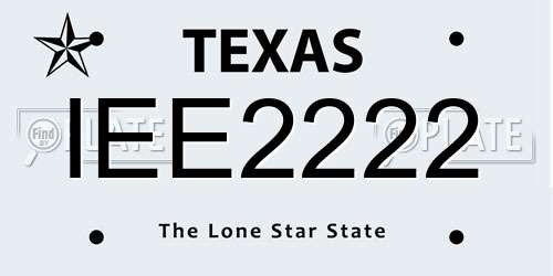 IEE2222 Texas License Plate