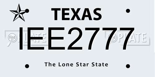 IEE2777 Texas License Plate