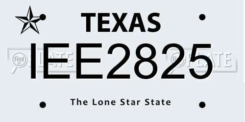 IEE2825 Texas License Plate