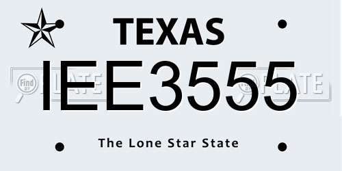 IEE3555 Texas License Plate