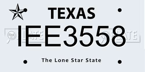 IEE3558 Texas License Plate