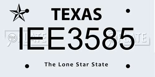 IEE3585 Texas License Plate