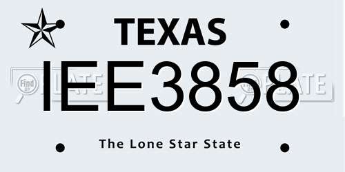 IEE3858 Texas License Plate