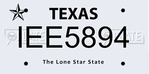 IEE5894 Texas License Plate