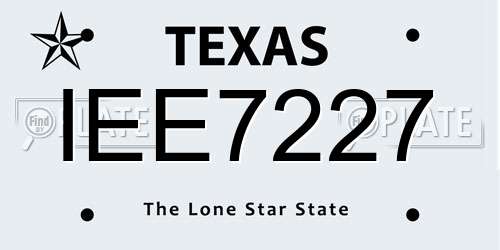 IEE7227 Texas License Plate