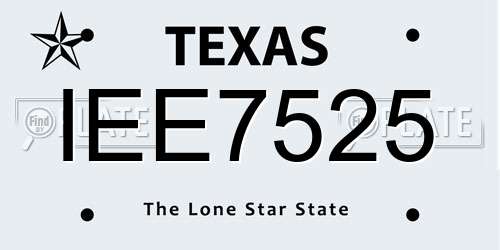 IEE7525 Texas License Plate