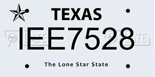 IEE7528 Texas License Plate