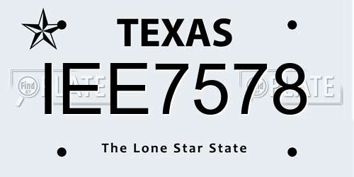IEE7578 Texas License Plate