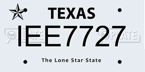 IEE7727 Texas License Plate