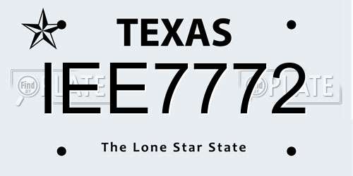 IEE7772 Texas License Plate