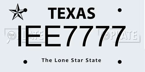 IEE7777 Texas License Plate