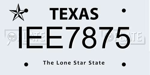 IEE7875 Texas License Plate