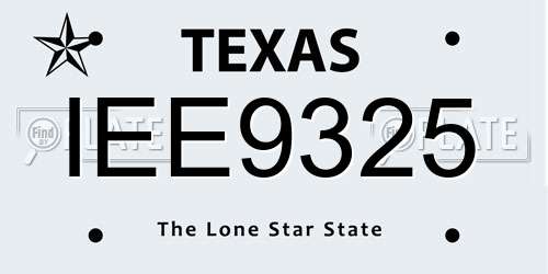 IEE9325 Texas License Plate