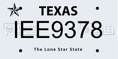 IEE9378 Texas License Plate