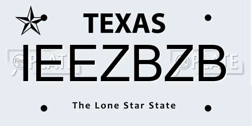 IEEZBZB Texas License Plate